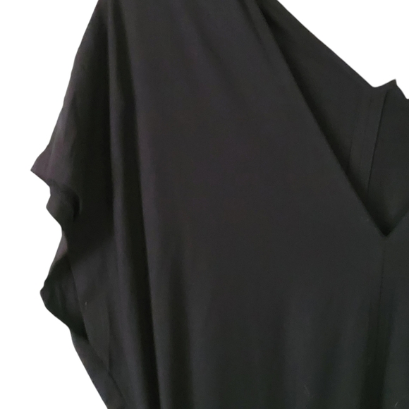 Vince Double V-Neck Cap Sleeve Knit Midi Dress Stretchy Black Size XS New - Picture 8 of 13